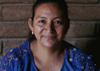 A woman smiling