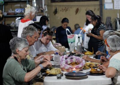 Families having dinner