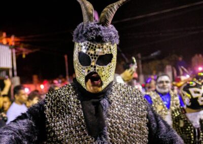 A man with a costume with black fur