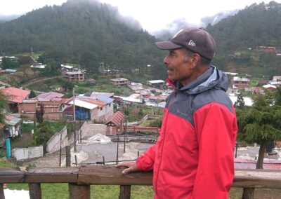 An old man with red jacket