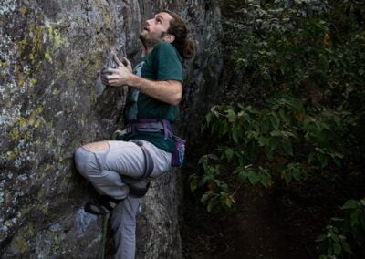 A person doing rock climbing