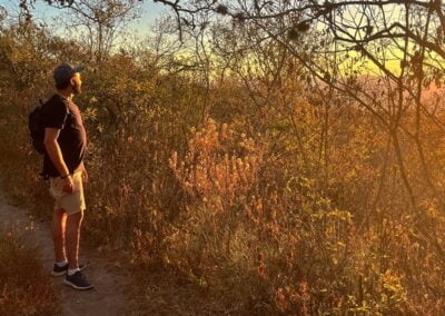 A man looking at sunset