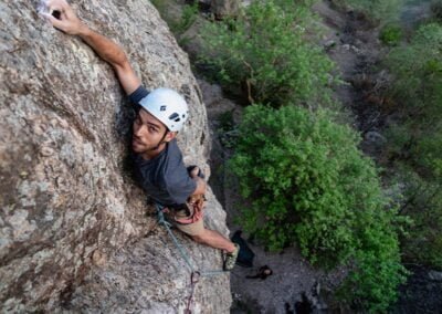 A person doing rock climbing