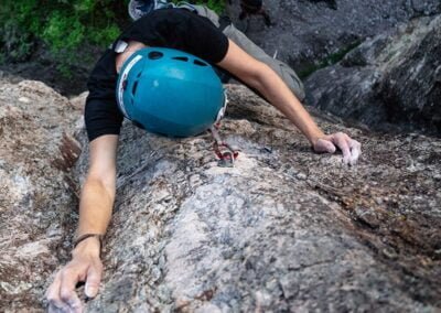 A person doing rock climbing