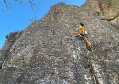 A person doing rock climbing