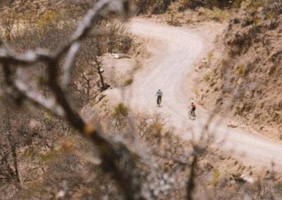 View from above of two bikers