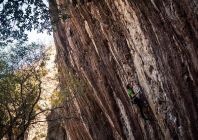 A person doing rock climbing