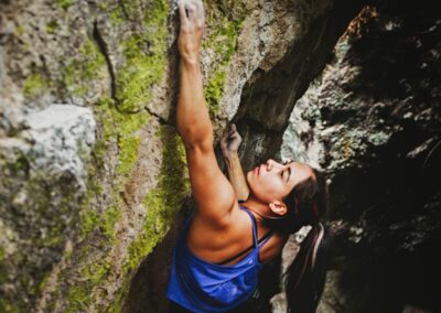 A person doing rock climbing