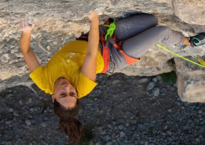 A person doing rock climbing