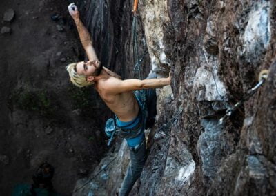 A person doing rock climbing