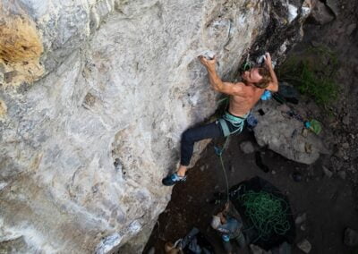 A person doing rock climbing