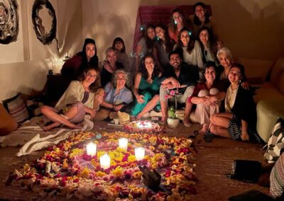 A group of people in the place of Mexican Cacao Ceremony