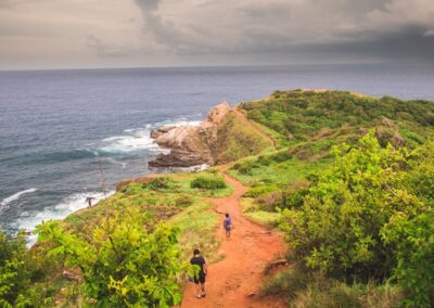 People walking to the beach