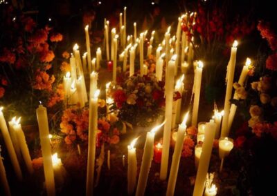 Candles and flowers for Day of the Dead