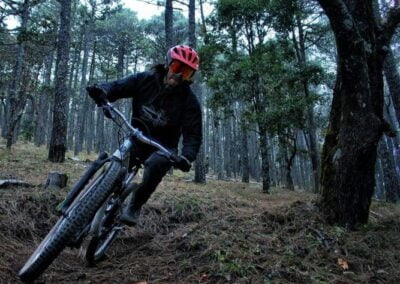 A person doing mountain biking