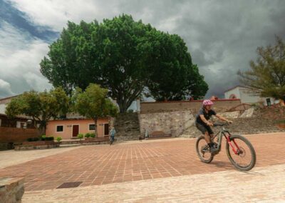 People riding bikes