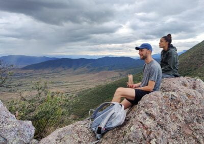 Two people looking at the view