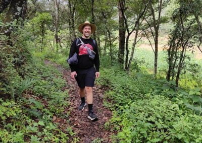 Epic hike on ancient trail, Latuvi - Lachatao 10 A man with black shirt in the forest