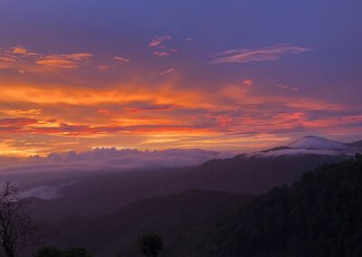 Natural landscape with orange clouds