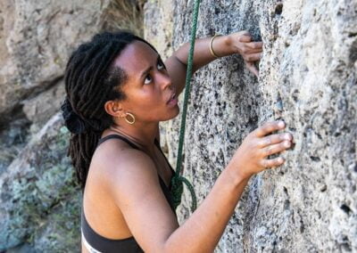 A person doing rock climbing