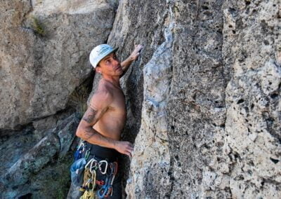 A person doing rock climbing